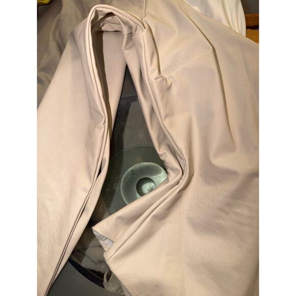 Cream Ivory White Vegan Leather Bodysuit S Long Sleeve Sweetheart Bridal Winter - Picture 9 of 9